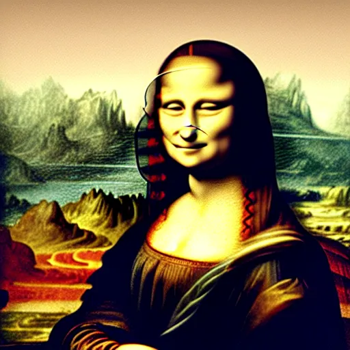 Image similar to mona lisa smoking a joint