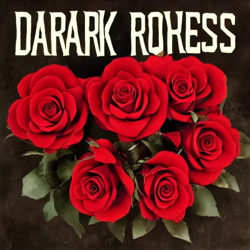 Prompt: dark red roses, vinyl album cover art