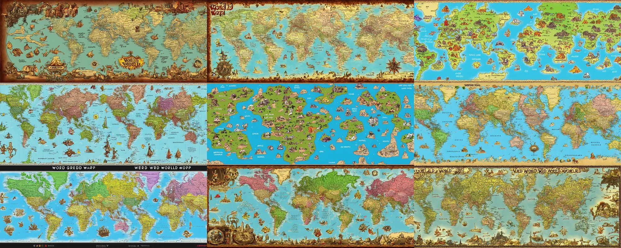 Prompt: video game world map