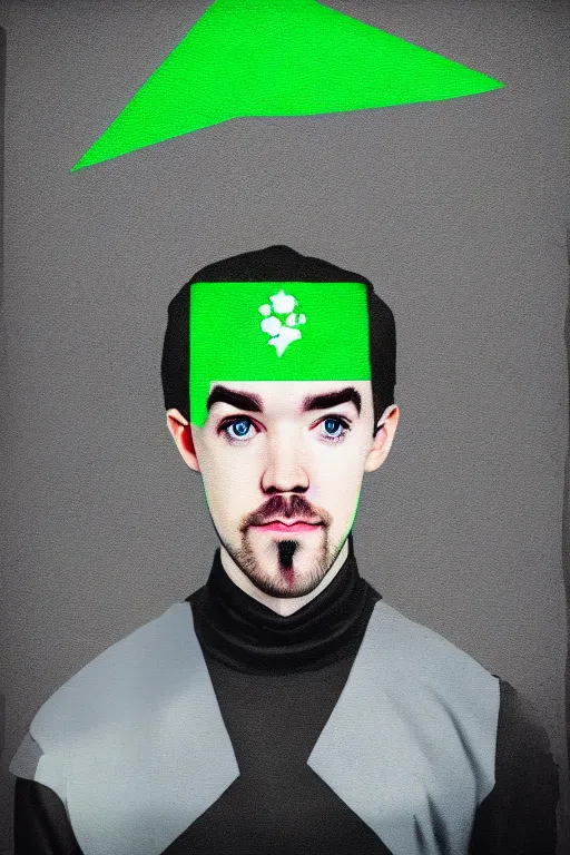 Image similar to Sean McLoughlin, Jacksepticeye, Irish Youtuber, solo portrait, background flag of ireland 🎨🖌️