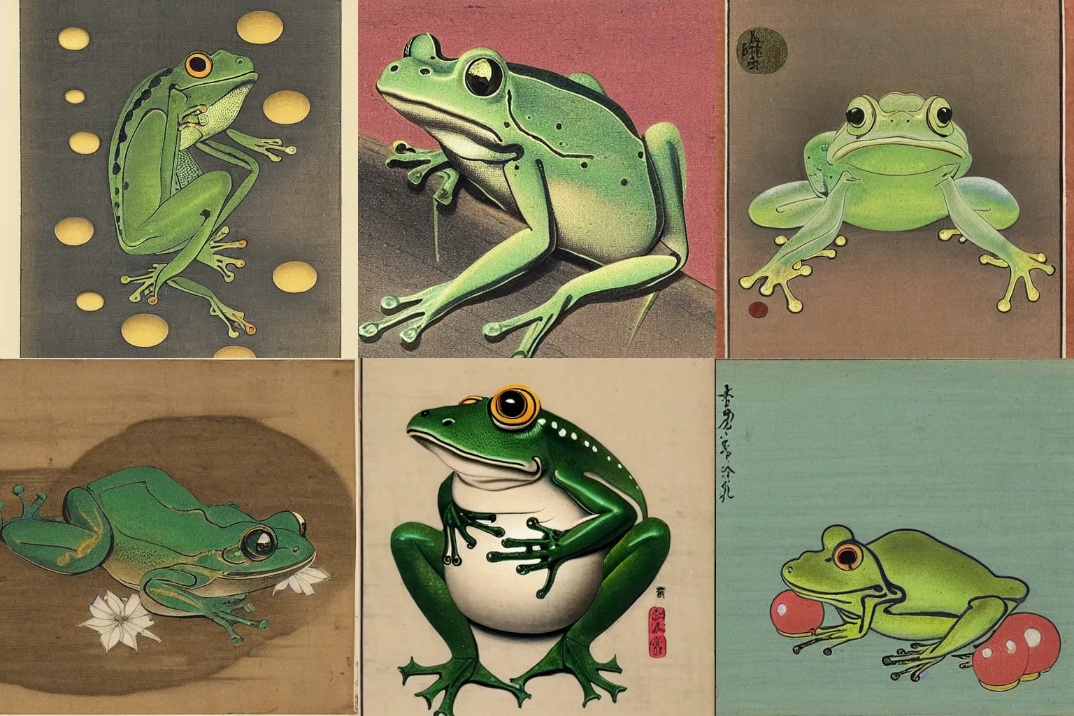 Prompt: The Wednesday Frog, Itō Jakuchu, 1790, orbs,