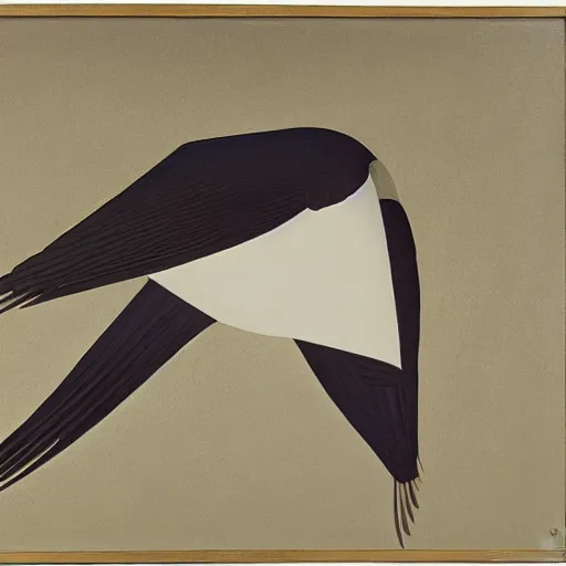 Image similar to a painting of a huge bird behind a white wall, by clarence holbrook carter