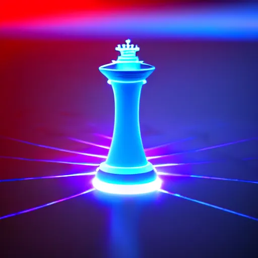 Image similar to tron photo of a queen chess piece made of plasma lights, Puddles, high point of view, smooth 3D Illustration, Cinematic Matte Painting, soft render, volumetric lighting