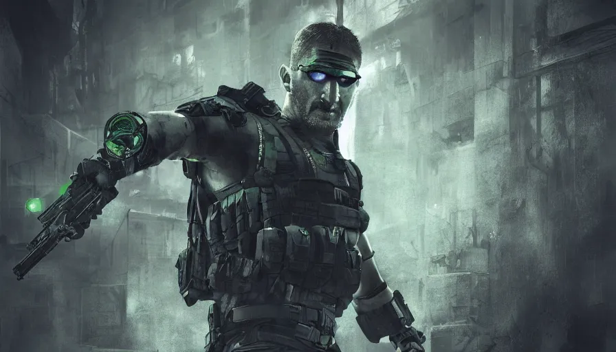Prompt: tom hardy is sam fisher from splinter cell, matte painting, hyperdetailed, artstation, cgsociety, 8 k