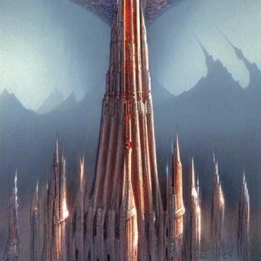 Image similar to sauron at barad - dur, by john howe and ted nasmith,