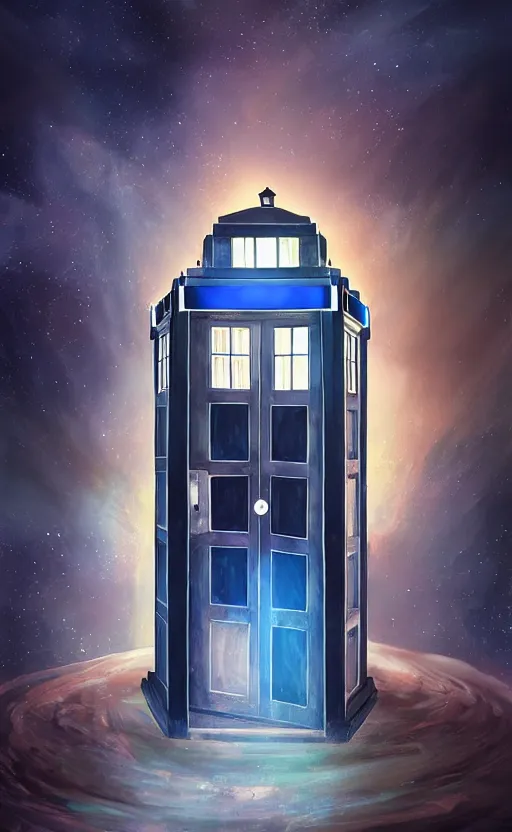 Image similar to a portrait of a tardis, in space, dynamic lighting, photorealistic fantasy concept art, trending on art station, stunning visuals, creative, cinematic, ultra detailed