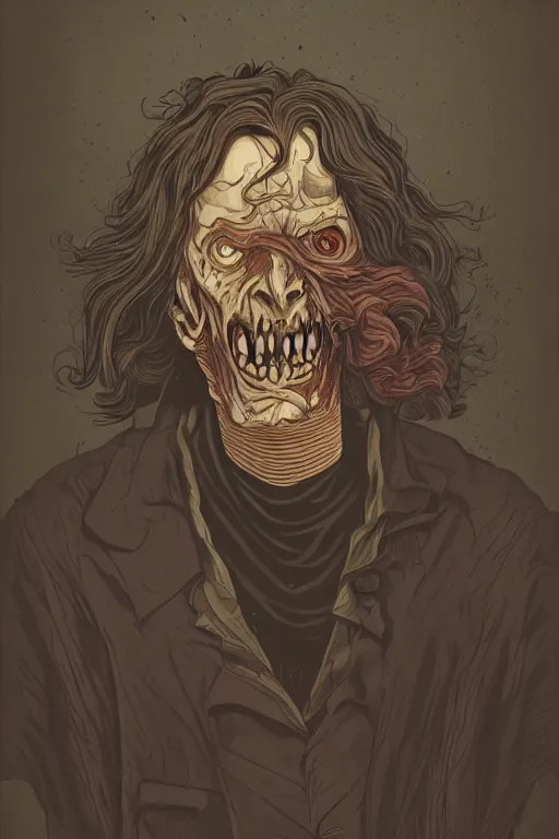 Image similar to quaker oates man in sleepy hollow, full body, big two toned eyes, teeth gritted, horror, intricate details, cinematic, epic, realistic, anatomy, tomer hanuka, uplight, artstation, photorealistic, scary