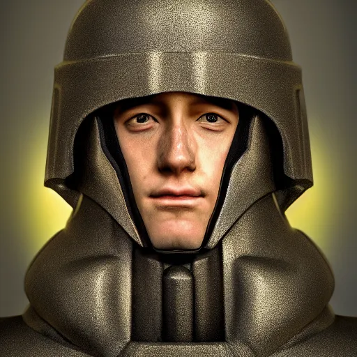 Prompt: portrait of a soldier, renaissance style, star wars character, volumetric lights, symmetry, headpiece, trending on artstation, sharp focus, leica, studio photo, intricate details, highly detailed