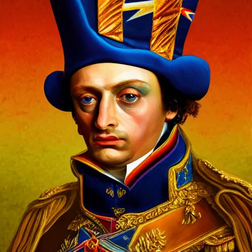 Image similar to an extremely psychedelic portrait of orban viktor as napoleon, surreal, lsd, face, detailed, intricate, elegant, lithe, highly detailed, digital painting, artstation, concept art, smooth, sharp focus, illustration,