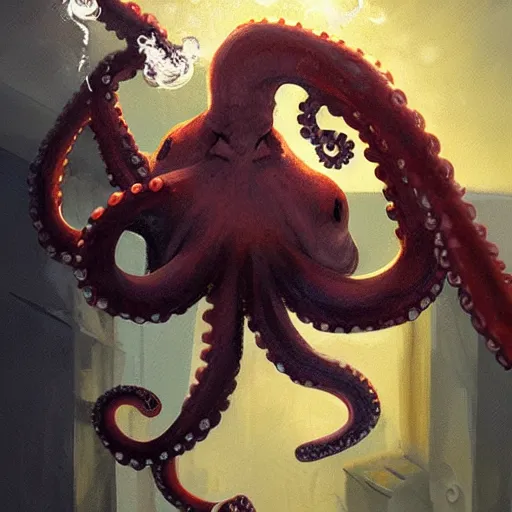 Prompt: octopus smoking weed, by greg rutkowski,