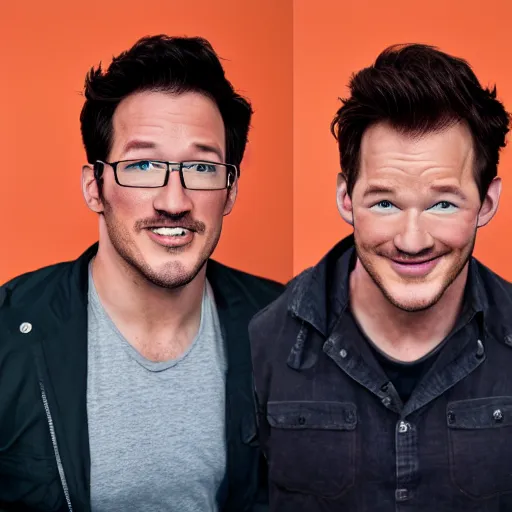 Image similar to markiplier and chris pratt combined, 4k headshot photography