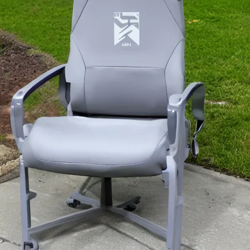 Image similar to a gray chair with a twitch logo on it