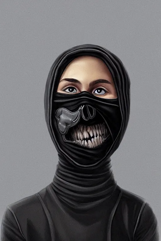 Image similar to hyper realistic digital art portrait of a young rogue thief wearing a black mask.