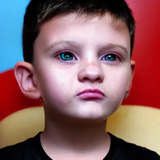 Image similar to 9 year old child with google eyes