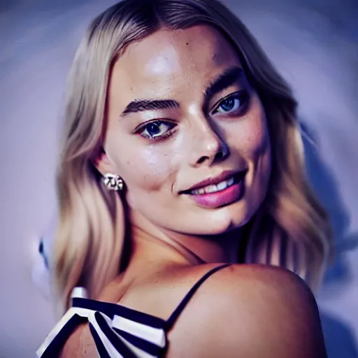 Prompt: margot robbie as a kpop star wide view