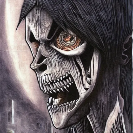 Prompt: attack on titan by h. r. giger.