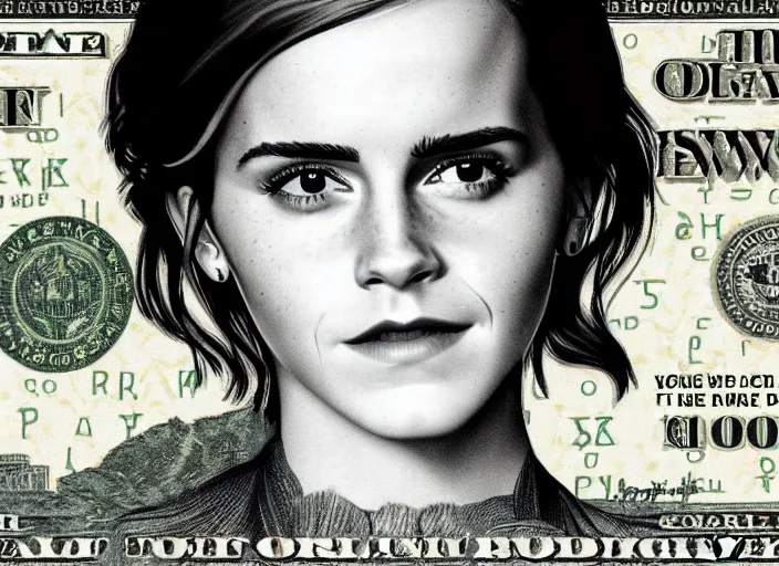 Image similar to emma watson on the american dollar bill