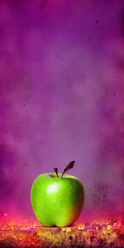 Image similar to cinematic shot purple apple, hyper realistic, mood lighting, fantasy, highly detailed, super realistic, perfect lighting pixel sorting