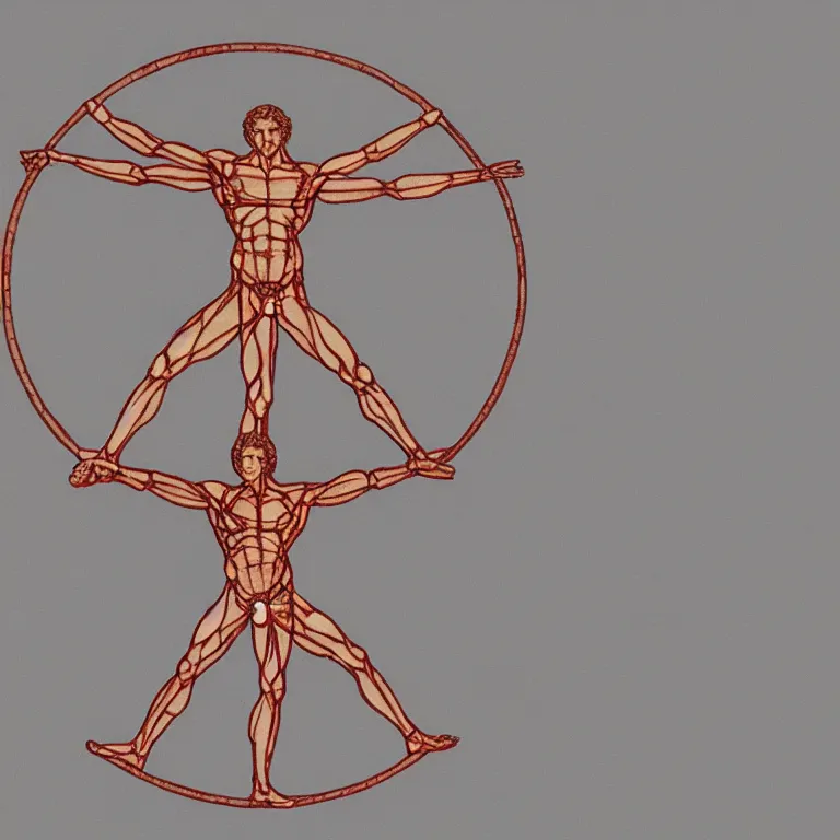 Image similar to Vitruvian Man in real life with 4 arms and 4 legs doing cartwheels in a park, ultra detailed, 8k resolution, ultrarealistic