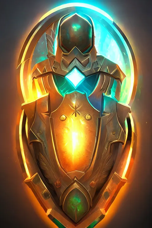 Image similar to shield fantasy epic legends game icon stylized digital illustration radiating a glowing aura global illumination ray tracing hdr fanart arstation by ian pesty and katarzyna da „ bek - chmiel