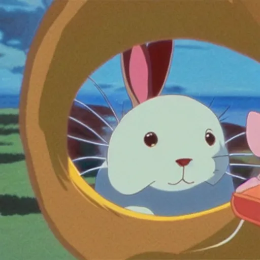 Prompt: a rabbit in the movie ponyo