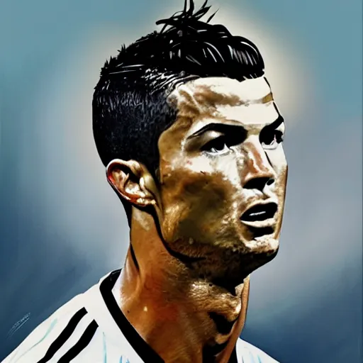 Image similar to painting portrait of cristiano ronaldo, high detail, high resolution