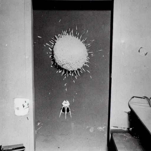 Image similar to an atomic bomb on top of a door half open