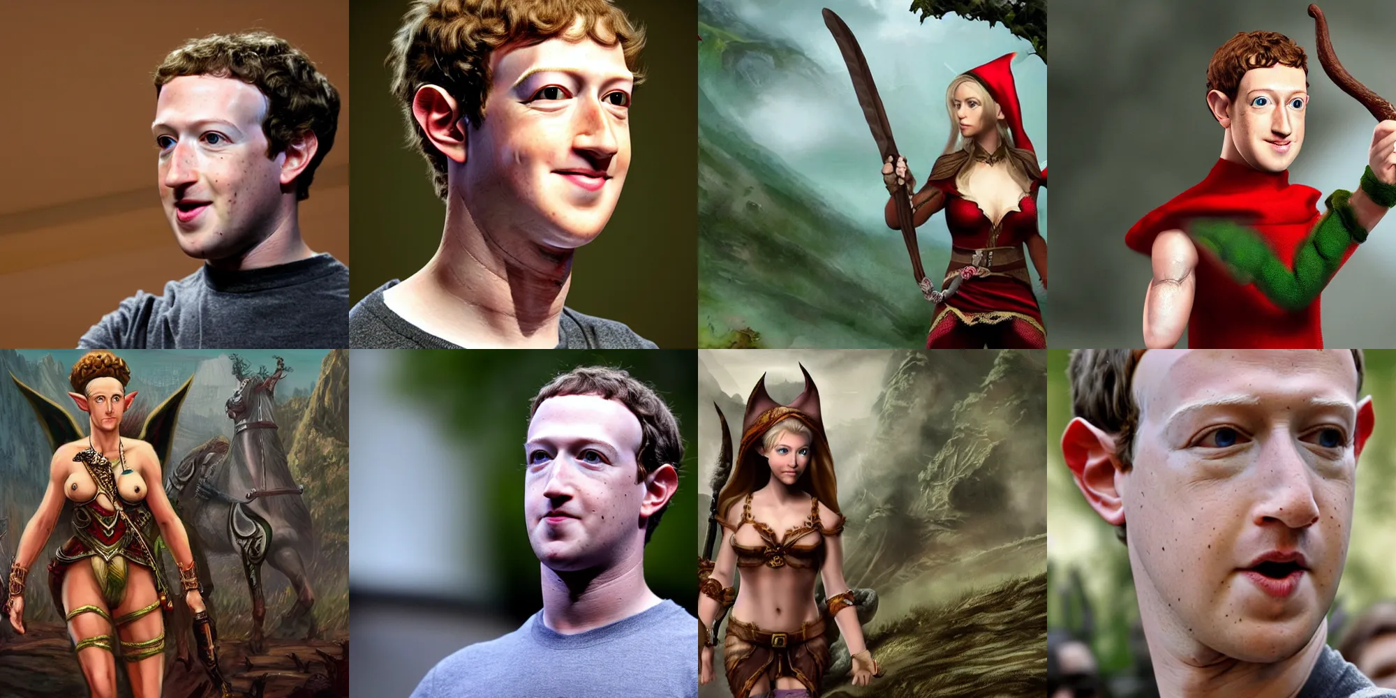 Prompt: mark zuckerberg is a beautiful elf huntress from your favorite fantasy game