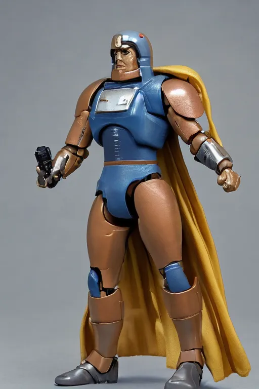 Image similar to 1 9 8 6 kenner action figure, 5 points of articulation, heroic human proportions, sci fi, 8 k resolution, high detail, front view, t - pose, space, gi joe, he man, warhammer 4 0 0 0