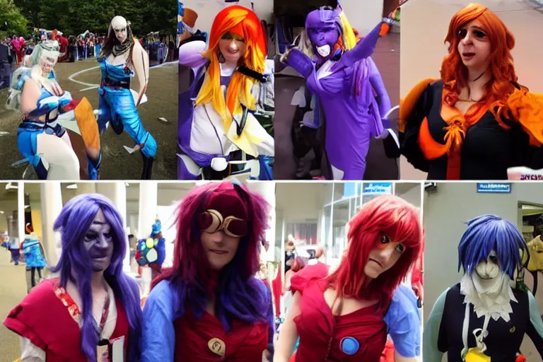 Image similar to clever and hilarious improvised low - cost cosplays at a convention.