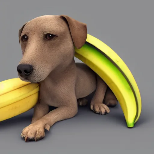 Prompt: dog eating banana realistic 8 k,