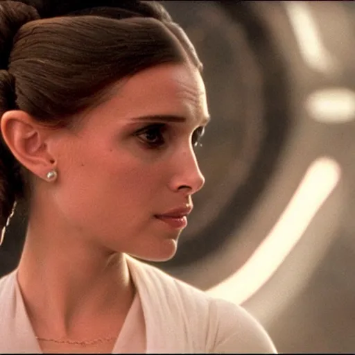 Prompt: princess Leia played by Natalie Portman, movie still, cinematic,