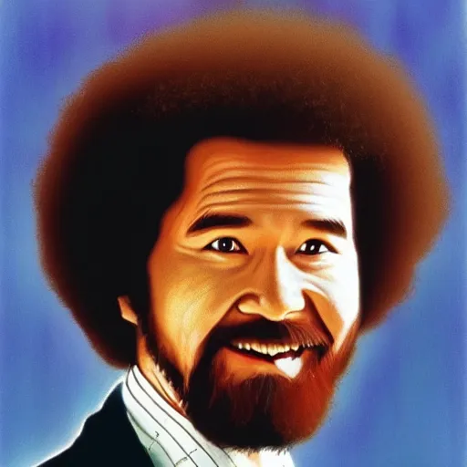 Image similar to bob ross artwork by wong kar wai