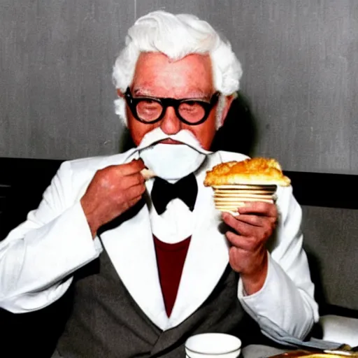 Image similar to colonel sanders eating at macdonalds