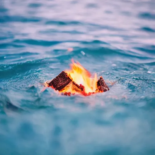 Prompt: photo of a camp fire underwater, sharp focus