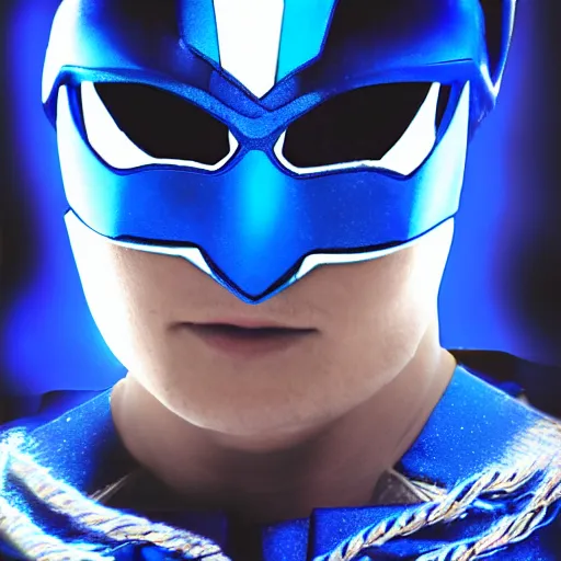 Image similar to blue santa as the blue power ranger, digital photography, high detailed