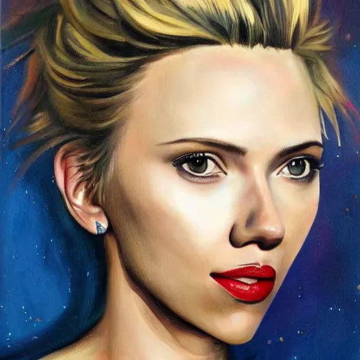 Prompt: realistic painting of scarlett johansson