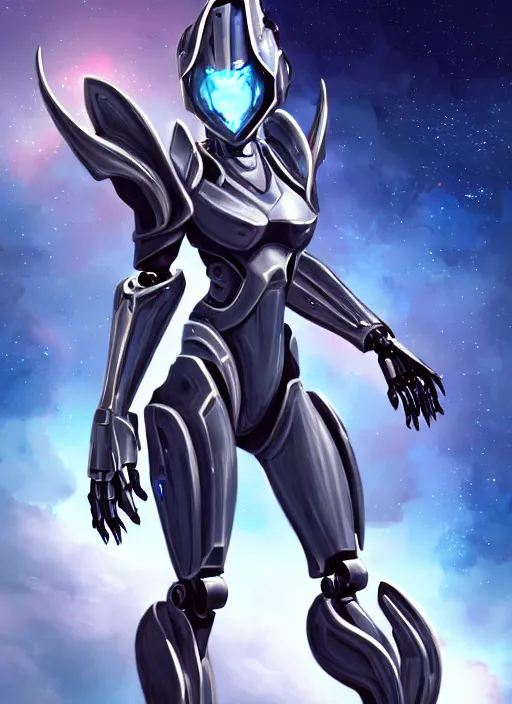 Image similar to cinematic goddess shot, cosmic sized perfectly proportioned stunning beautiful anthropomorphic robot mecha female dragon, nebula background, larger than galaxies, holding milky way in sharp claws, sleek silver armor, epic proportions, epic size, epic scale, ultra detailed digital art, furry art, macro art, dragon art, giantess art, warframe fanart, furaffinity, deviantart