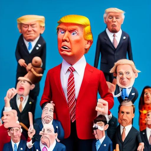 Prompt: Portrait of Donald Trump in the style of claymation by Wes Anderson. 8k Resolution.