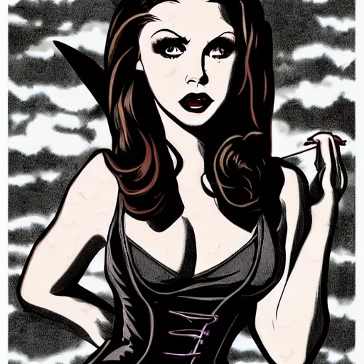 Image similar to a pin up of buffy the vampire slayer. gothic, digital art