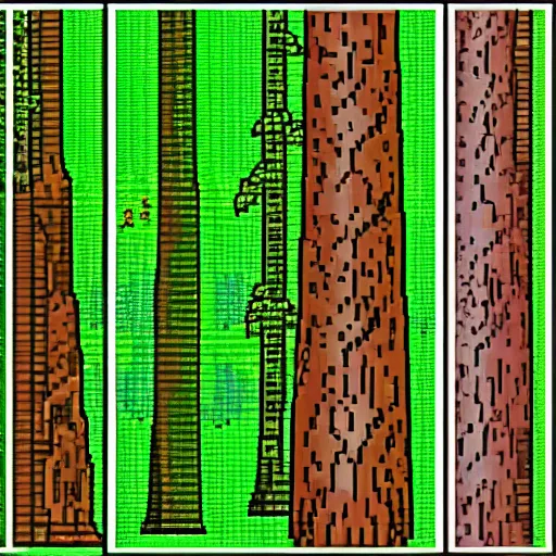 Image similar to pixel art redwoods, nintendo style