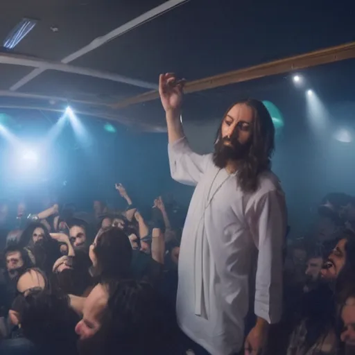 Image similar to Jesus Christ dabbing in the nightclub, 8k