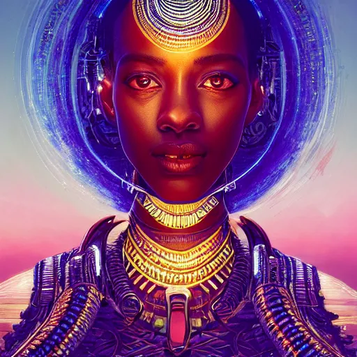 Prompt: highly detailed portrait of an african neon egyptian goddess, intricate alien technology, stephen bliss, unreal engine, fantasy art by greg rutkowski, loish, rhads, ferdinand knab, makoto shinkai and lois van baarle, ilya kuvshinov, rossdraws, tom bagshaw, global illumination, radiant light, detailed and intricate environment