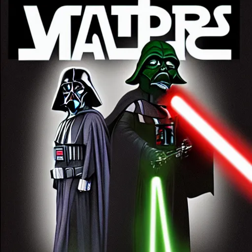 Image similar to jennifer ashley book cover, darth vader romance with yoda.