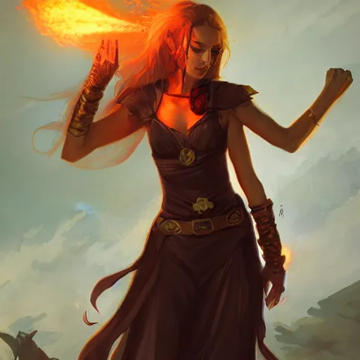 Prompt: Fire Witch, Storming the empire, by Charlie Bowater, high def