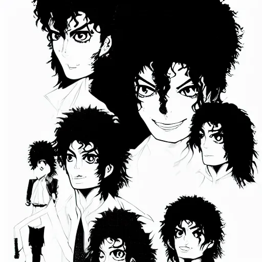 Image similar to manga panel of michael jackson in the style of kentaro miura, 8 k, 4 k, masterpiece, trending on artstation