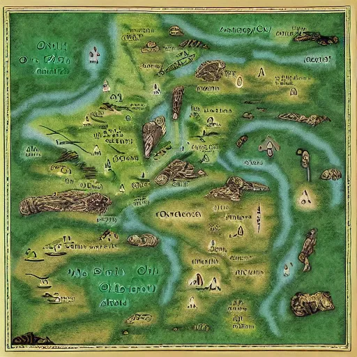 Image similar to a map of ohio, inspired by j. r. r. tolkien fantasy maps