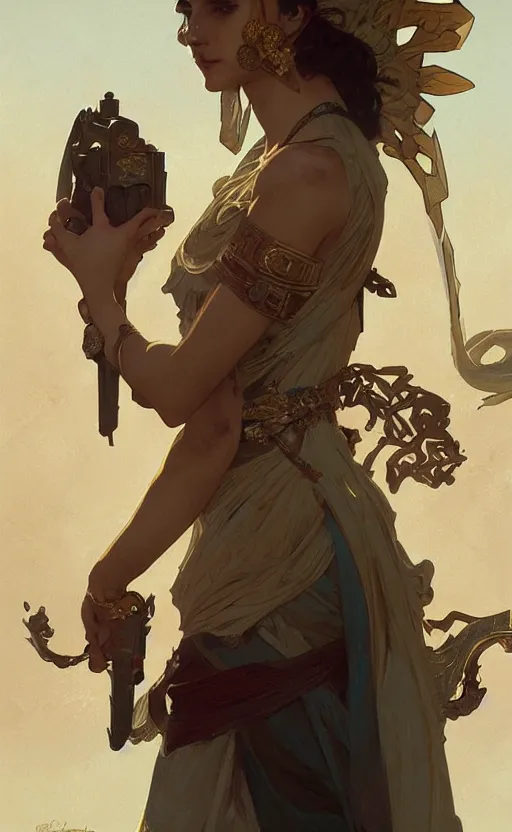 Prompt: a personification of the middle east, highly detailed, digital painting, artstation, concept art, sharp focus, illustration, art by greg rutkowski and alphonse mucha