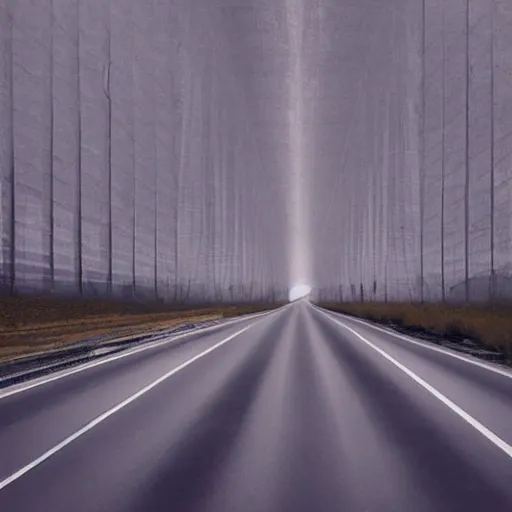 Prompt: an endless motorway in purgatory