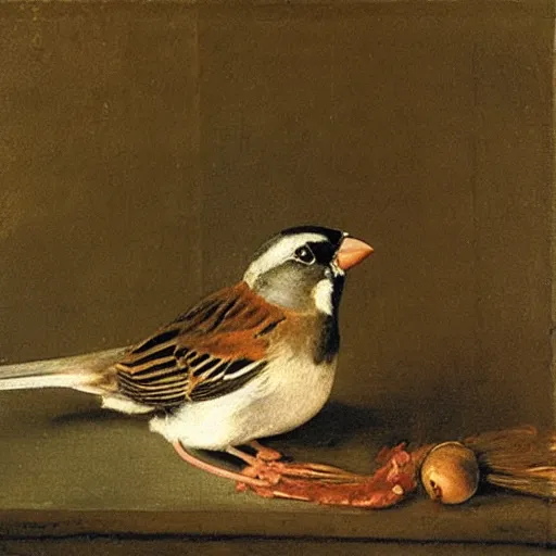 Image similar to a sparrow, by Diego Velázquez, oil on canvas